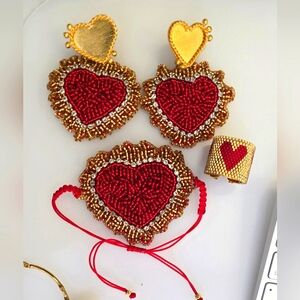 Handcrafted Red Heart Jewelry Set